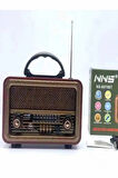 Taşınabilir Nostaljik Fm Radyo Bluetooth Tf Kart Usb Destekli Ahşap Kasa Radyo - Koyu Ahşap