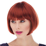 Kızıl Renk Düz Kesim Astarlı Küt Parti Peruğu