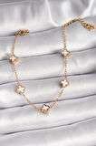 Tegan 316L Çelik Gold Renk Beyaz Baby Boy Yonca Model Kadın Bileklik TG27BB6476