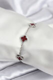 Tegan 316L Çelik Gümüş Renk Bordo Baby Boy Yonca Kadın Bileklik TG27BB7951