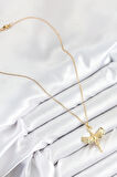 Tegan 316L Çelik Zirkon Taşlı Melek Model Gold Renk Kadın Kolye TG27BKO10534
