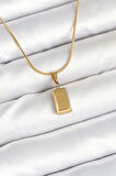 Tegan 316L Çelik Gold Renk Mini Külçe Altın Model Kolye TG27BKO10603