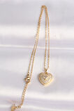 Tegan 316L Çelik Zincir Altın Renk Zirkon Taşlı Kalp Kolye TG27BKO8624