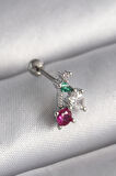 Tegan 316L Çelik Gümüş Renk Zirkon Taşlı Tragus Piercing TG27PR1349