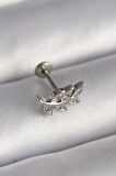 Tegan 316L Çelik Gümüş Renk Dal Model Zirkon Taş Detaylı Tragus Piercing TG27PR1343