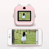 Anlık Termal Yazıcılı Dijital Çocuk Kamerası 2.0 Inc HD Şipşak Fotoğraf Makinesi AE110 Pembe