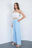 Kadın Bebe Mavi Yüksek Bel Palazzo Pantolon