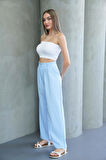 Kadın Bebe Mavi Yüksek Bel Palazzo Pantolon