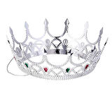 Taşlı Rönesans Kostümlü Kraliyet Ortaçağ Gümüş Kraliçe Prenses Tacı