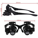 Gözlük Modeli 10X 15X 20X 25X Lens 2 Led Işıklı Büyüteç 9892G