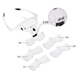 5 Lens 1.0X-3.5X 2Led Işıklı İle Ayarlanabilir Gözlük Büyüteç 9892B2