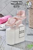 Tugomer Kapaklı Sıvı Toz Deterjan Saklama Kabı - Banyo Organizer Çok Amaçlı Saklama Kutusu 2 Lt TGM-0167