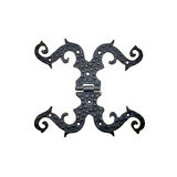 Antika Tarz Dekoratif Pirinç Süslü Menteşe - 190x170 mm, Oksit