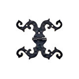 Antika Tarz Dekoratif Pirinç Süslü Menteşe - 100x90 mm, Oksit