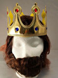 Altın Renk Kumaş Malzemeden İmal Çocuk Kral Tacı 57 cm