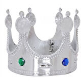 Plastik Kral Tacı Gümüş Renk Çocuk Boy 45 cm