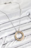 316L Çelik Zirkon Taşlı Dönen Daire Model Gold Ve Gümüş Renk Kadın Kolye TJ-BKO10479