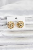 316L Çelik Gold Renk Desenli Top Model Kadın Küpe TJ-BKP11811