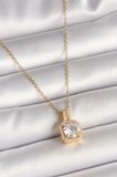 316L Çelik Gold Renk Zincir Zirkon Taşlı Kare Model Kadın Kolye - TJ-BKO9956