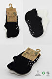 2'li Sneakers Kaymaz Basic Penye Çorap Bs20103 Siyah Ekru