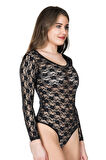 Bisiklet Yaka Dantelli Çıtçıtlı Kadın Body 327