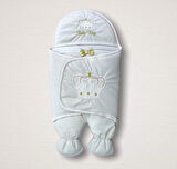 Yenidoğan King Baby Taç Nakışlı Ayaklı Erkek Bebek Kundak Ekru