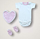 Baharın Çiçekli Kalbi Nakışlı  10lu Zıbın Takımı Hastane Çıkışı Pembe