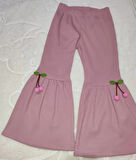 1-2-3-4 Yaş Kiraz Baskılı Tişört İspanyol Paçalı Likralı 2li Kız Çocuk Takımı Gül Kurusu