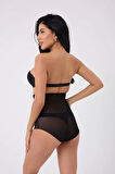 Freshness 0006 Lazer Kesim Tül Yüksek Bel Slip Korse