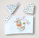 Love Zürafa Nakışlı  10lu Zıbın Takımı Hastane Çıkışı Ekru