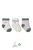 3'lü Penye Boy And Girl Soket Çorap Bs10114 Gri
