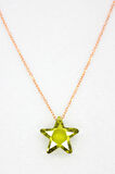 925 Ayar Yeşil Kristal Yıldız Rose Gümüş Kolye (TGK0041)