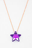925 Ayar Mor Kristal Yıldız Rose Gümüş Kolye (TGK0042)
