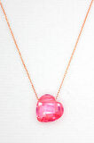 925 Ayar Pembe Kristal Kalp Rose Gümüş Kolye (TGK0060)