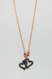 925 Ayar Siyah Kalpler Rose Gümüş Kolye (TGK0167)