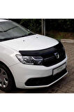Dacia Logan Uyumlu  Mcv Ön Kaput Koruma Rüzgarlığı 3mm Akrilik (ABS) Parlak Siyah Deflektör 2014->