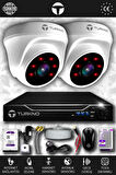 TURKNO 2 Kameralı Domia 2 İç Kamera Set 100 GB HDD Full HD Gece Görüşlü Güvenlik Kamerası Sistemi