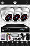TURKNO 3 Kameralı Domia 3 İç Kamera Set HDD'siz Full HD Gece Görüşlü Güvenlik Kamerası Sistemi