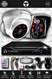 TURKNO 2 Kameralı Karia 1 İç Kamera Set HDD'siz Full HD Gece Görüşlü Güvenlik Kamerası Sistemi