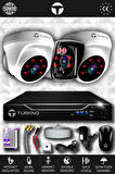 TURKNO 3 Kameralı Karia 2 İç Kamera Set HDD'siz Full HD Gece Görüşlü Güvenlik Kamerası Sistemi