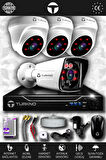 TURKNO 4 Kameralı Karia 3 İç Kamera Set HDD'siz Full HD Gece Görüşlü Güvenlik Kamerası Sistemi