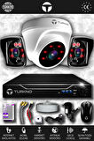 TURKNO 3 Kameralı Karia 1 İç Kamera Set HDD'siz Full HD Gece Görüşlü Güvenlik Kamerası Sistemi
