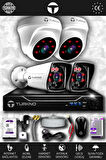 TURKNO 4 Kameralı Karia 2 İç Kamera Set 250 GB HDD Full HD Gece Görüşlü Güvenlik Kamerası Sistemi