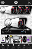 TURKNO 4 Kameralı Karia 4 Dış Kamera Set 320 GB HDD Full HD Gece Görüşlü Güvenlik Kamerası Sistemi