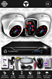 TURKNO 3 Kameralı Pania 2 İç Kamera Set 500 GB HDD Full HD Gece Görüşlü Güvenlik Kamerası Sistemi