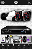 TURKNO 2 Kameralı Pania 2 Dış Kamera Set 1 TB HDD Full HD Gece Görüşlü Güvenlik Kamerası Sistemi