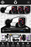 TURKNO 4 Kameralı Pania 4 Dış Kamera Set 1 TB HDD Full HD Gece Görüşlü Güvenlik Kamerası Sistemi
