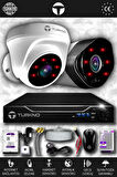 TURKNO 2 Kameralı Galia 1 İç Kamera Set 100 GB HDD Full HD Gece Görüşlü Güvenlik Kamerası Sistemi