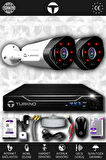 TURKNO 2 Kameralı Galia 2 Dış Kamera Set 500 GB HDD Full HD Gece Görüşlü Güvenlik Kamerası Sistemi