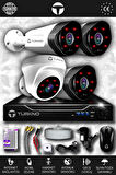 TURKNO 4 Kameralı Galia 1 İç Kamera Set HDD'siz Full HD Gece Görüşlü Güvenlik Kamerası Sistemi